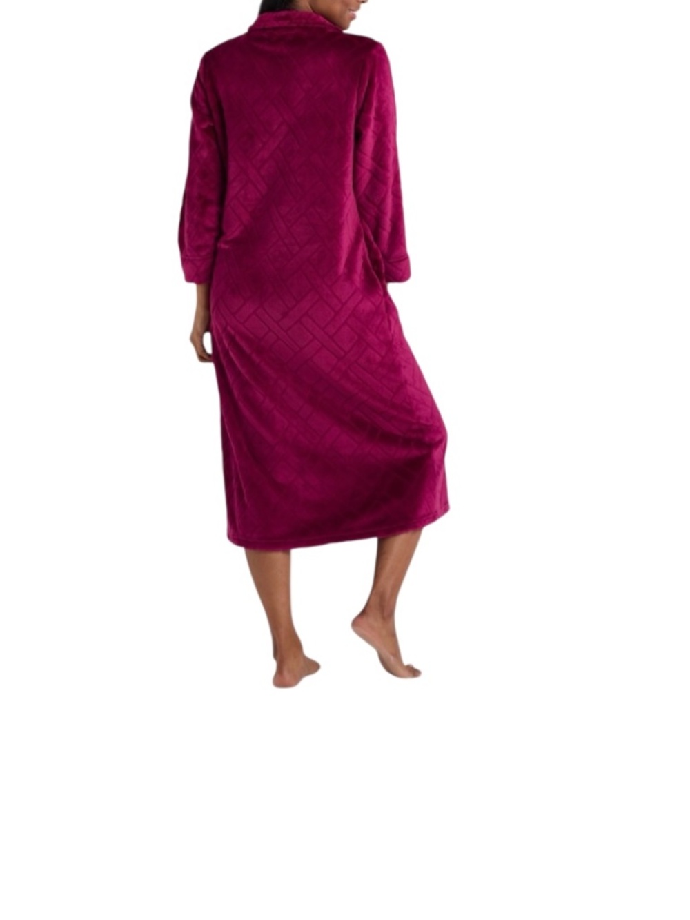 Miss Elaine Plush Zip Front Robe Wine Red S Fleece Lounge - NWT - Picture 2 of 2